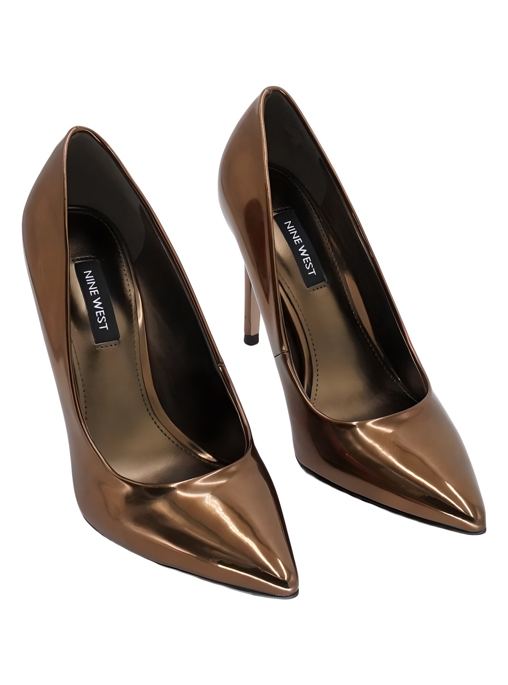 Nine West Fresh Slip-On Bronze Mirror Metallic Pointed Toe 4" Heel Size 6.5M
